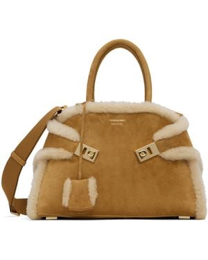 Ferragamo Moyen Sac Brun Clair - Métallisé