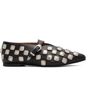 Toga Soft Leather Ballerina Flats - Black