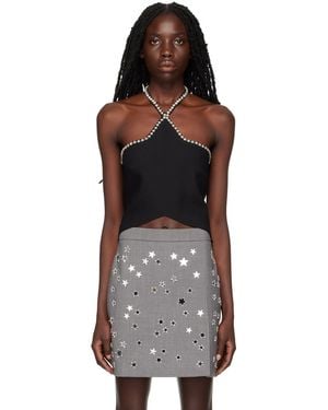 MSGM Black Star Halter Top