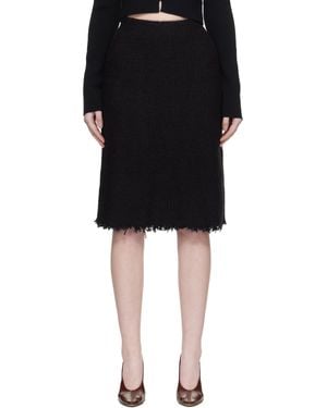 Jil Sander Frayed Edge Midi Skirt - Black