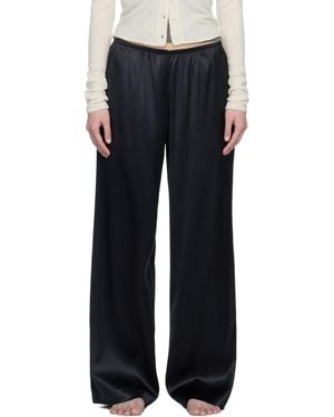 Skims Heavyweight Satin Wide Leg Lounge Trousers - Black