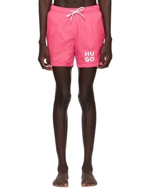 HUGO Pink Drawstring Swim Shorts