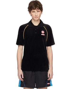 CASABLANCA Rib Velour Raglan Polo - Black