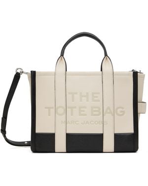 Marc Jacobs Moyen Cabas 'The Tote Bag' Blanc Cassé Et Noir En Cuir - Neutre
