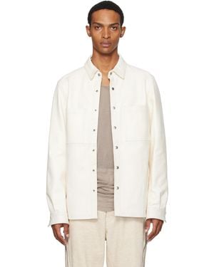 Rick Owens Off- Concordians Outershirt Leather Jacket - White