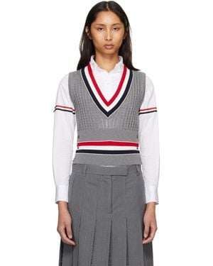 Thom Browne Thom E Cricket Rwb Stripe Baby Ladder Cable Shrunken Vest - Multicolour