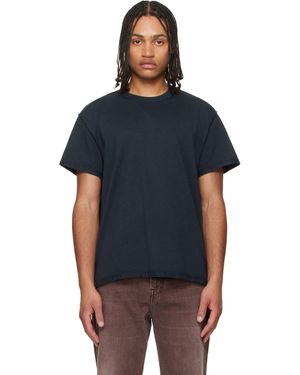 Les Tien Lightweight Binded Neck Inside Out T-Shirt - Blue