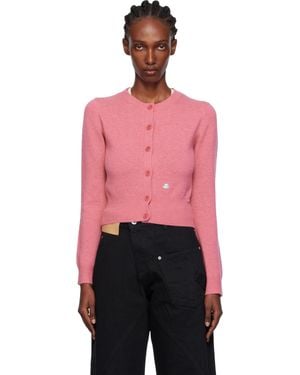 JW Anderson Contrast Embroidery Cardigan - Pink