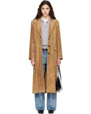 Arma Manteau Long Alissa Brun Clair En Suède Texturé - Métallisé