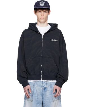 we11done Gothic Logo Printed Hoodie - Blue