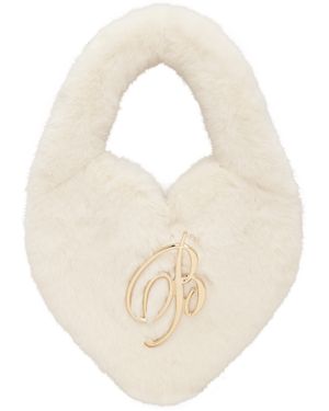 Blumarine Sac En Forme De Cœur Blanc Cassé En Fourrure Synthétique