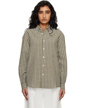 DUNST Khaki Oversized Bd Checked Shirt - Multicolour