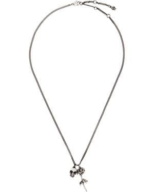 McQueen Skull & Dipped Rose Necklace - Black