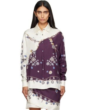 Versace Printed Silk Twill Shirt - Purple