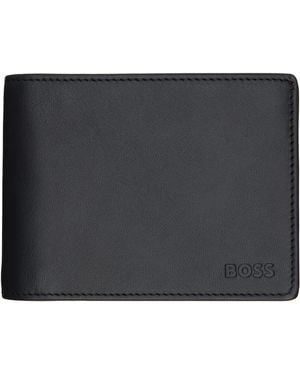 BOSS Emed Logo Trifold Leather Wallet - Black