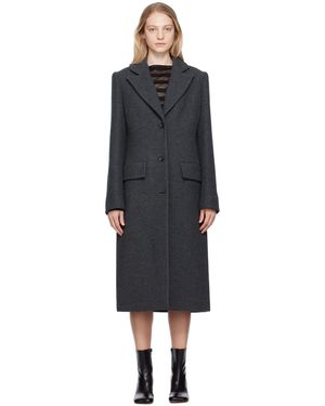 we11done Gray Single-breasted Coat - Black
