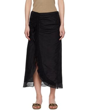 Isabel Marant Velina Crochet Cotton Silk Midi Skirt - Black