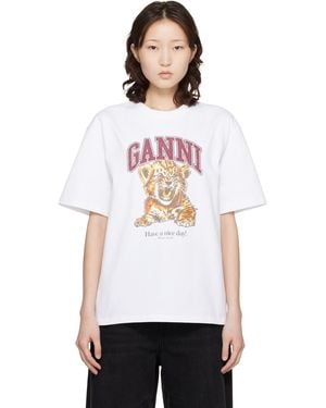 Ganni Beaded Tiger T-Shirt - White
