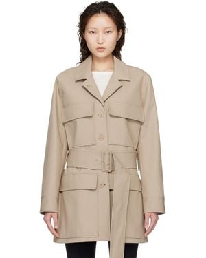 Courreges Utility Belted Coat - Natural