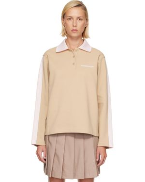 CASABLANCA Tan Punto Polo Collared Sweatshirt - Natural