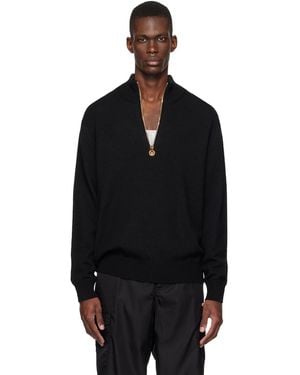 Versace Wool-Blend Half-Zip Knit Jumper - Black