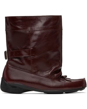OPEN YY Ballet Slouchy Short Boots - Brown