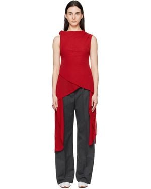 Ganni Marl Mesh Top - Red