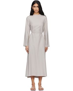 Baserange Taupe Long Sleeve Apron Maxi Dress - Black