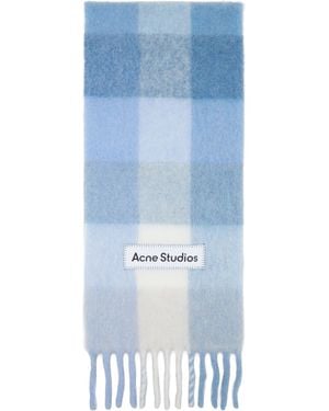 Acne Studios Mohair Checked Scarf - Blue