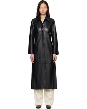 Nour Hammour Gotham Leather Coat - Black
