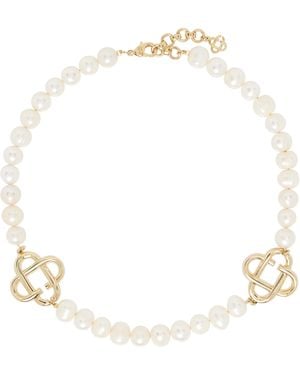CASABLANCA Medium Pearl Logo Necklace - White