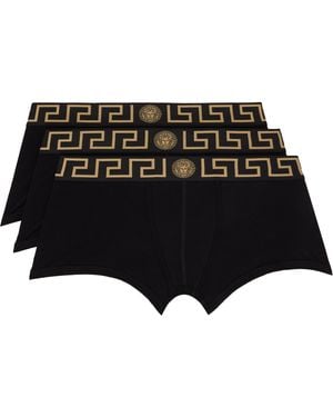 Versace Three-Pack Greca Border Trunks Boxer Briefs - Black