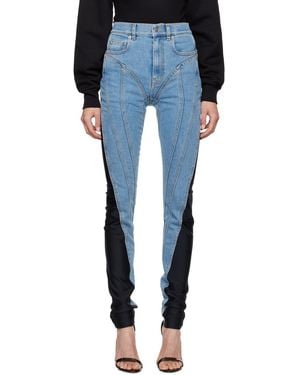 Mugler Bi-material Spiral Jeans - Blue