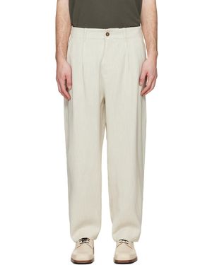 Maison Kitsuné Off- Tailored Pleated Trousers - White