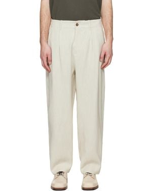 Maison Kitsuné Pantalon Façon Tailleur Blanc Cassé À Plis