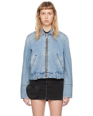 Halfboy Oversized Denim Biker Jacket - Blue