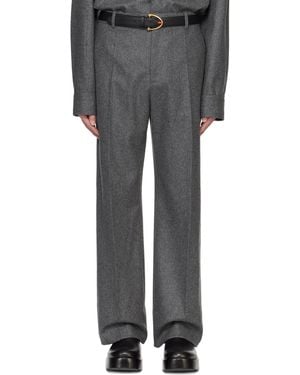 Bottega Veneta グレー ライト ウールフランネル トラウザーズ - ブラック