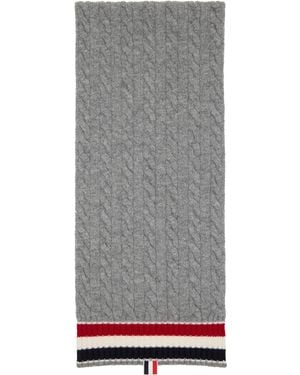 Thom Browne Cable Knit Wool Scarf - Grey
