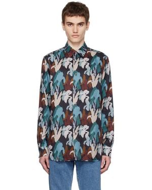 Paul Smith ブルー プリントシャツ - ブラック