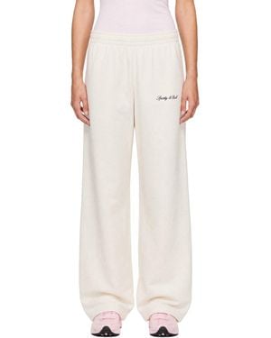 Sporty & Rich Off- Signature Logo Embroidered Wide Joggers - White