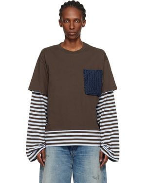 Charles Jeffrey Long Sleeve Knit Patch 2-In-1 T-Shirt - Black