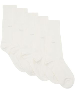 CDLP Five-Pack Off- Mid-Length Bamboo Socks - White