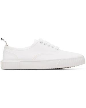 Thom Browne Baskets Heritage Blanches En Canevas - Noir