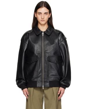 Frankie Shop Viper Leather Jacket - Black