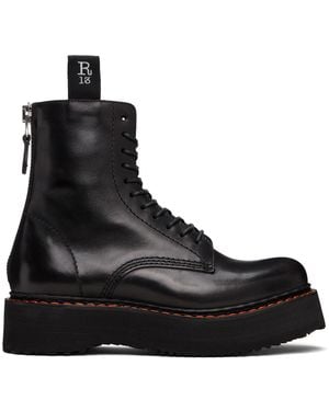 R13 Bottes Noires À Semelle Crantée