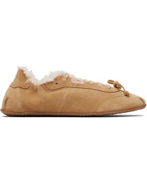 Abra Baskets De Style Ballerine Brun Clair À Doublure En Peau Retournée - Noir