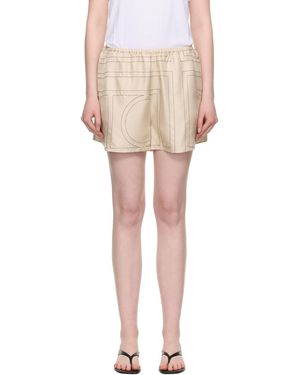 TOTEME Off- Monogram Silk Pj Shorts - Multicolour