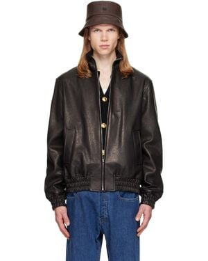 Valentino High Neck Leather Jacket - Black