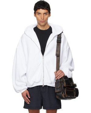 Alexander Wang Pull À Capuche Blanc À Glissière Et À Logos