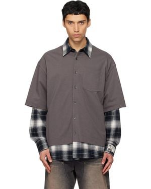we11done Check Layered Shirt - Grey